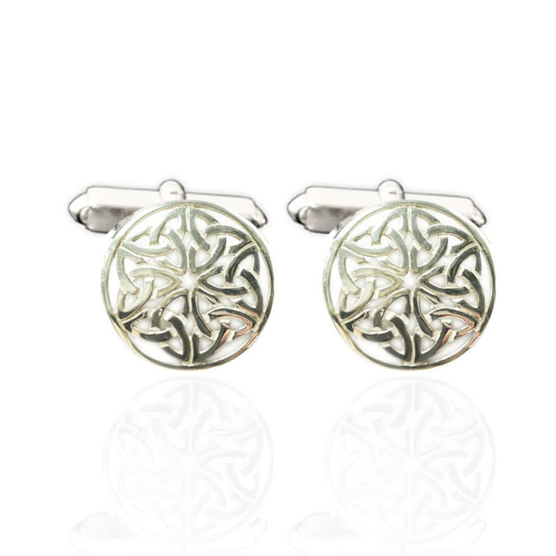Round Celtic Knotwork Flower Cufflinks Round Celtic Knotwork Flower Cufflinks