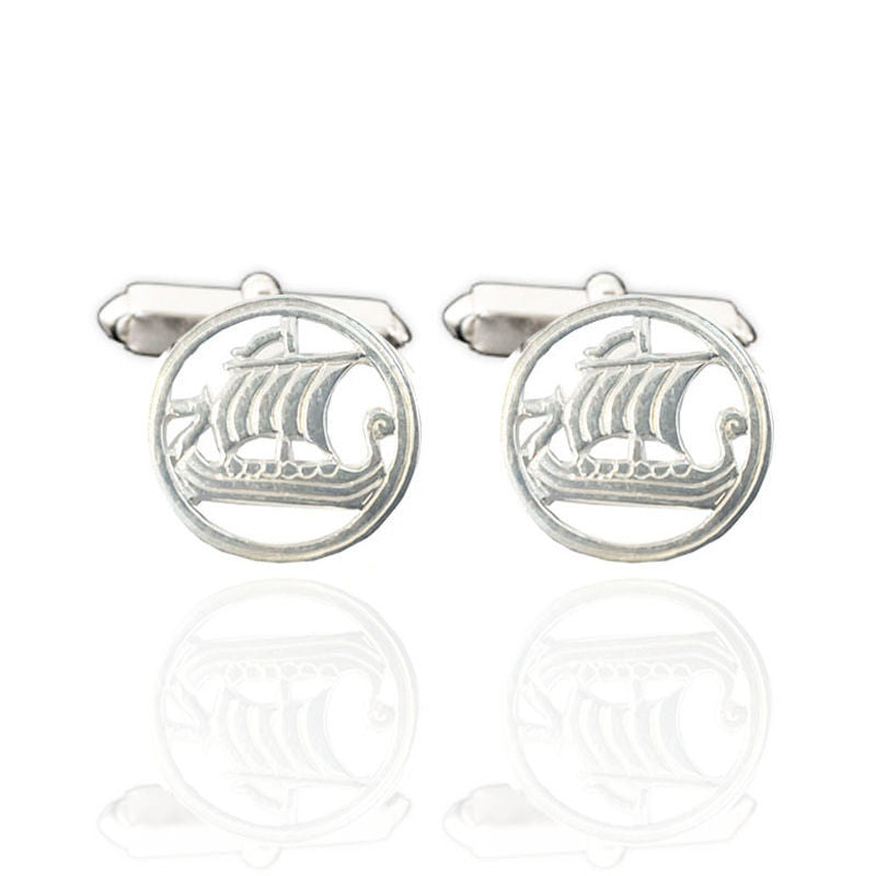 Round Viking Longship Cufflinks