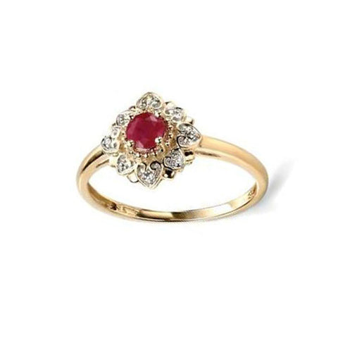 Ruby & Diamond Engagement Ring in Yellow Gold