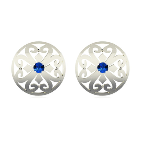 SCOTTISH SCROLL HEART EARRINGS WITH SAPPHIRE