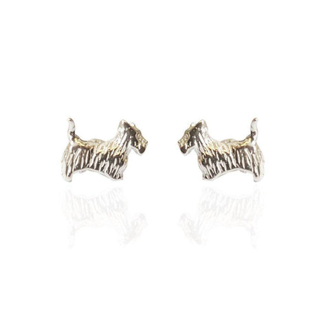 Scottie Dog Stud Earrings in Silver