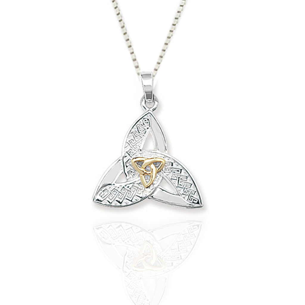 Sterling Silver Trinity Pendant with Gold detail Sterling Silver Trinity Pendant with Gold detail