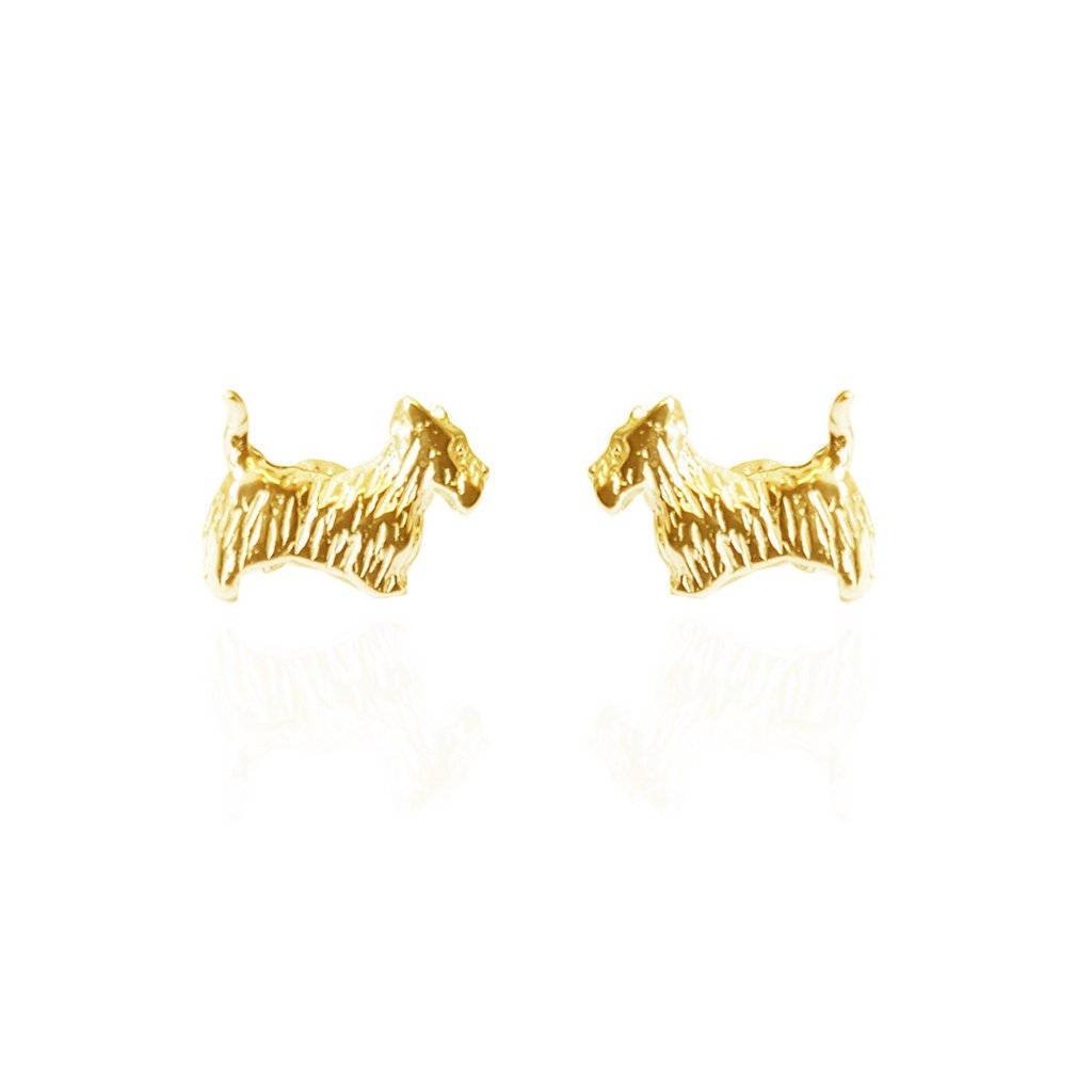 Small Scottie Dog Studs in Yellow Gold Vermeil