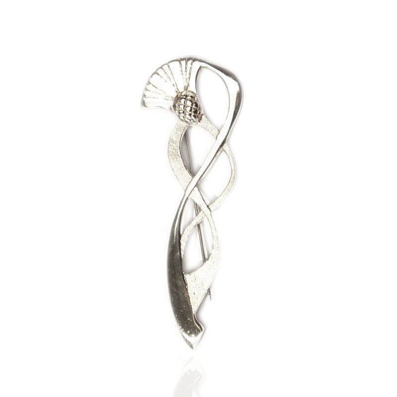 Swirling Thistle Kilt Pin in Silver