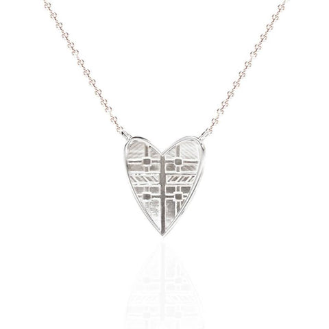 Tartan Solid Heart Necklace in Silver