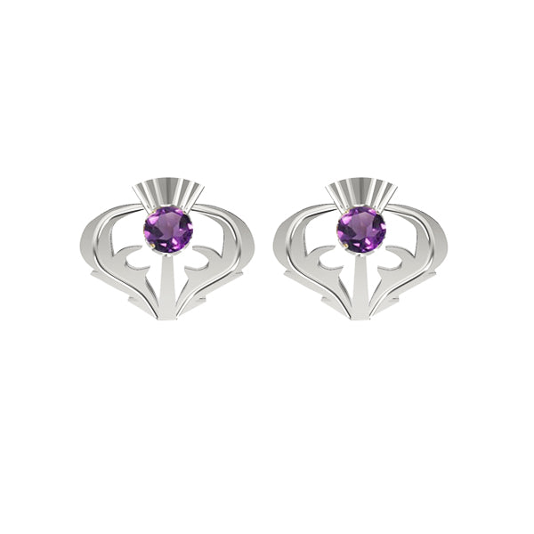 Amethyst Thistle Earrings In Silver