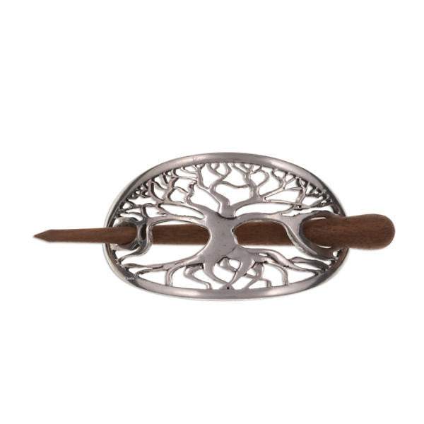 Tree of Life Hair Slide In Rosewood & Pewter