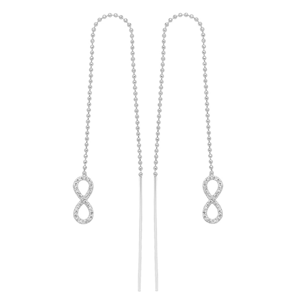 Sterling Silver Pave Set Infinity Drop Earrings