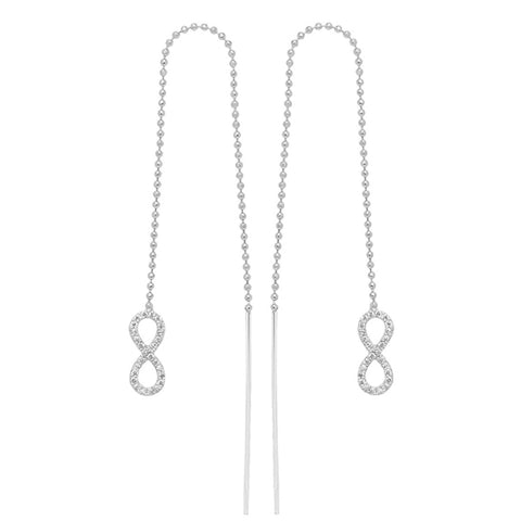 Sterling Silver Pave Set Infinity Drop Earrings