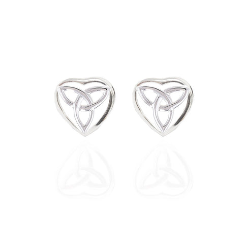 Sterling Silver Trinity Heart Stud Earrings