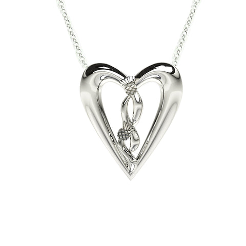 Edinburgh Celtic Thistle Heart Necklace in Silver