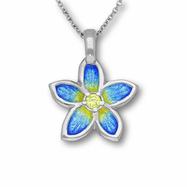 Yellow Cubic Zirconia Flower Pendant In Silver