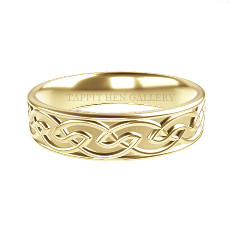 5mm Comfy Fit Edinburgh Celtic knotwork Ring in 9ct Yellow Gold