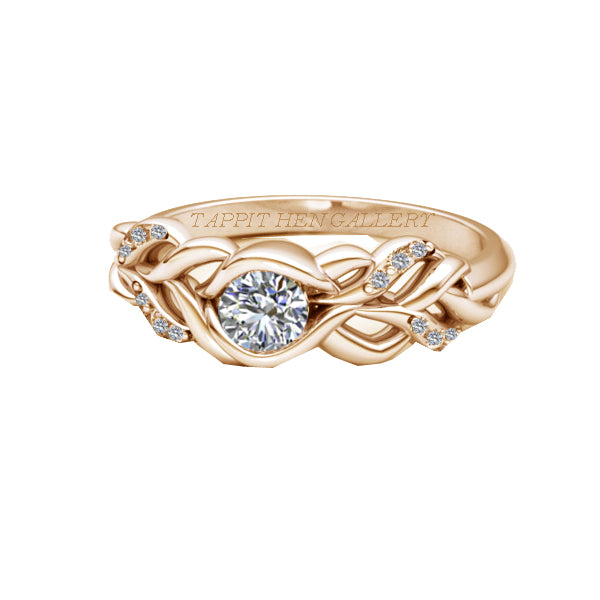 CELTIC PLEAT PAVE RING WITH FLUSH SET DIAMOND IN 9 CT YELLOW GOLD