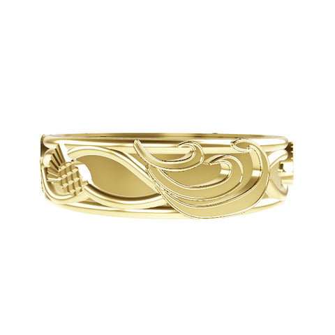 Celtic Waves Thistle Wedding Ring in 9ct Yellow Gold