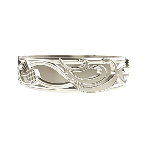 Celtic Waves Thistle Wedding Ring in 9ct White Gold