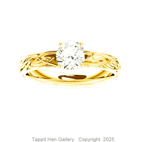EDINBURGH CELTIC FLOWS DIAMOND ENGAGEMENT RING IN 18CT YELLOW GOLD DIAMOND