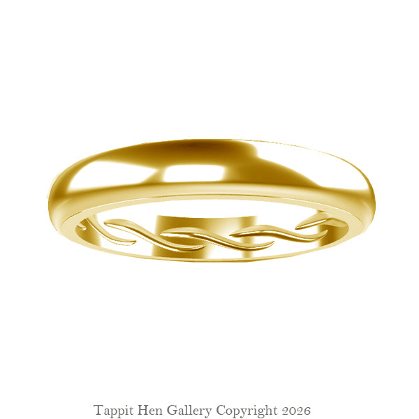Inside Rope Twist Carved Wedding Ring in 9ct Yellow Gold