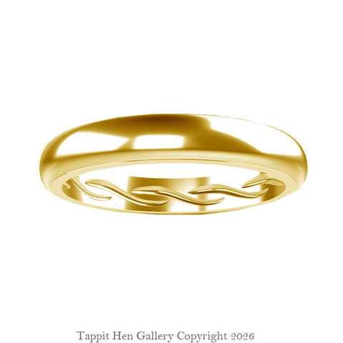 Inside Rope Twist Carved Wedding Ring in 9ct Yellow Gold