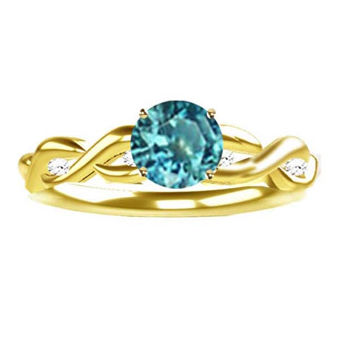 Celtic Diamond Demi Twist with Montana Sapphire in 9ct Yellow Gold