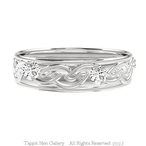 Celtic Flow Edinburgh Diamond Wedding Ring in White Gold