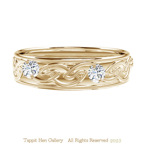 Celtic Flow Edinburgh Diamond Wedding Ring in Yellow Gold