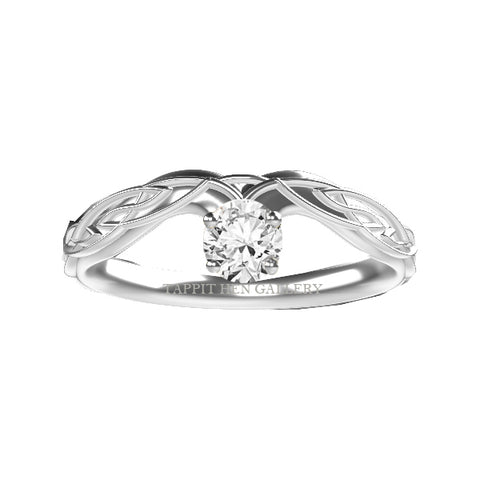 Celtic Flow Wishbone Diamond Engagement Ring in 9ct White Gold