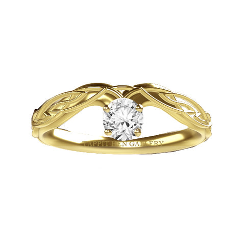 CELTIC FLOW WISHBONE DIAMOND ENGAGEMENT RING IN 9CT YELLOW GOLD