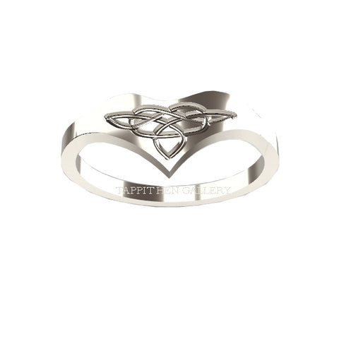Celtic Flowing Wishbone Ring in 9 ct White Gold