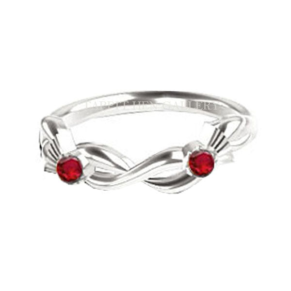 Celtic Thistle Torque Twist Engagement Ring in 9ct White Gold with Rubies