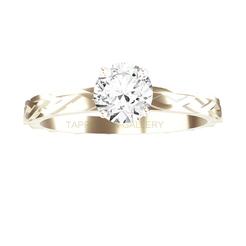 WHITE GOLD DIAMOND CELTIC PLEAT FLOW ENGAGEMENT RING