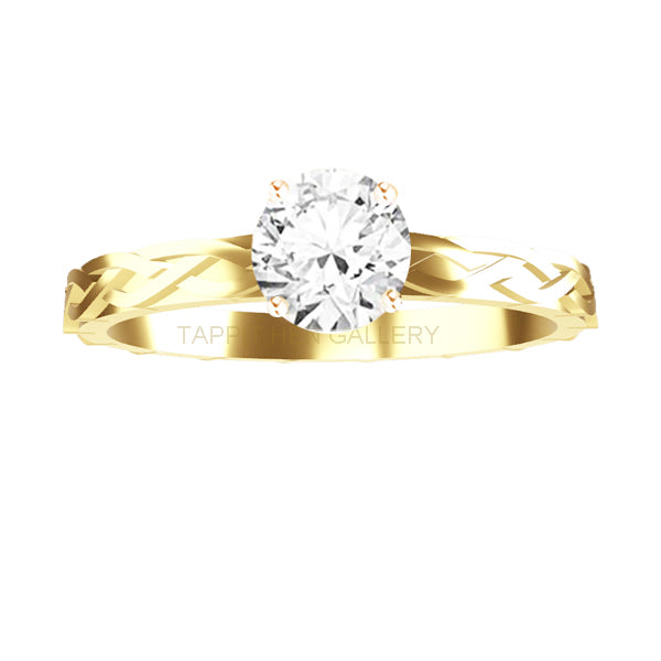 Yellow Gold Diamond Celtic Pleat Flow Engagement Ring
