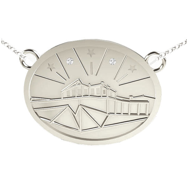 EDINBURGH CASTLE WITH STARS NECKLACE IN WHITE GOLD