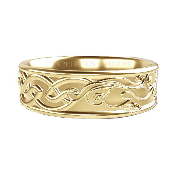 EDINBURGH CELTIC FLOW WAVES WEDDING RING IN 9CT YELLOW GOLD