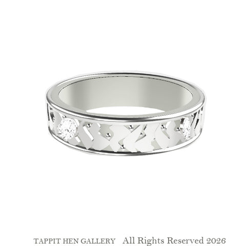 Edinburgh Crags Diamond Wedding Ring in 9ct White Gold