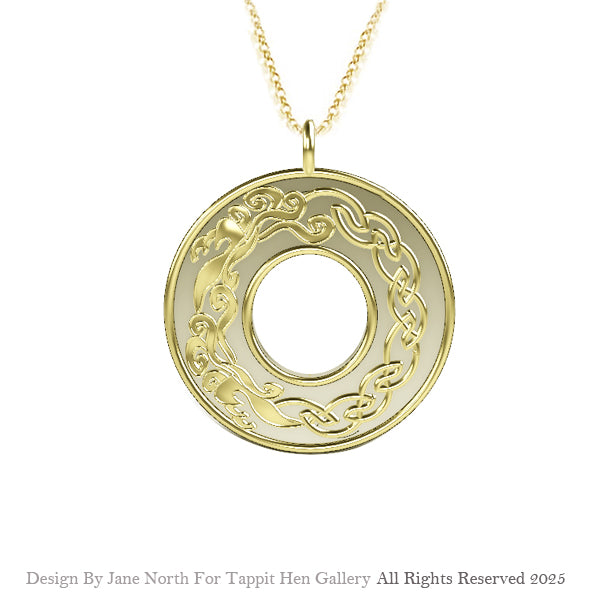 Edinburgh Waves Celtic Knot work Necklace in 9ct Yellow Gold