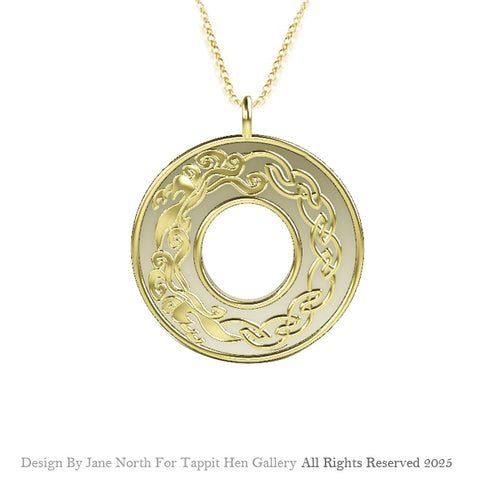 Edinburgh Waves Celtic Knot work Necklace in 9ct Yellow Gold
