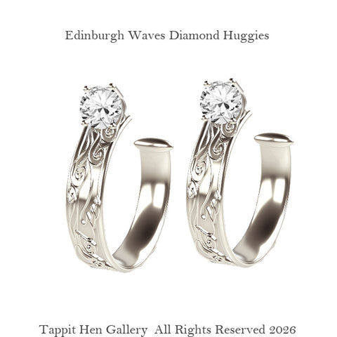 Edinburgh Waves Huggies in 9ct White Gold with Lab Grown Diamond
