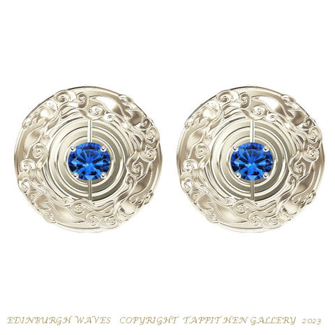 Edinburgh Waves Earrings in 9ct White Gold with Sapphires