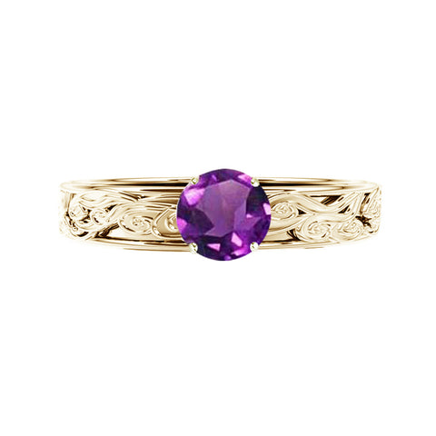 Edinburgh Waves Amethyst Engagement Ring in 9ct Yellow Gold
