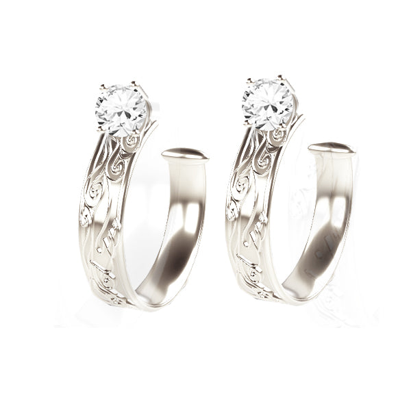 Edinburgh Waves Huggies in Silver with Lab Grown Diamond