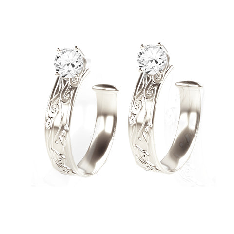 Edinburgh Waves Huggies in Silver with Lab Grown Diamond