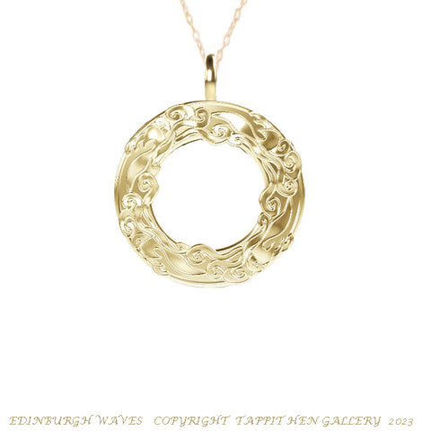 Edinburgh Waves Necklace in 9ct Yellow Gold