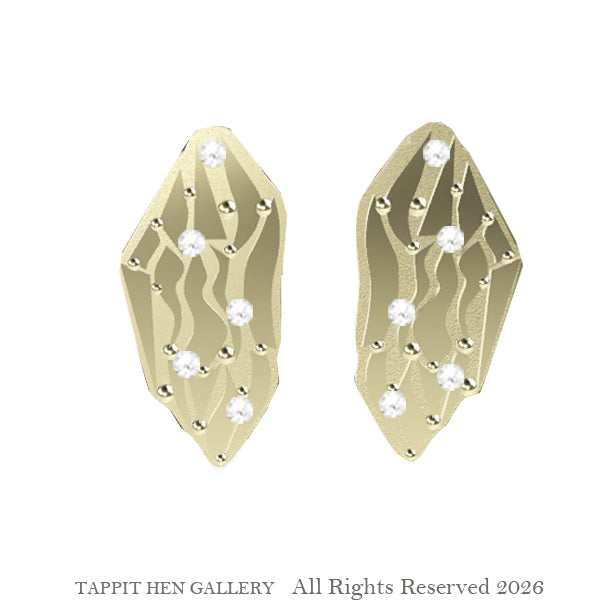Edinburgh Crags Stud Earrings in 9ct Yellow Gold with Diamonds