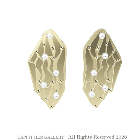 Edinburgh Crags Stud Earrings in 9ct Yellow Gold with Diamonds