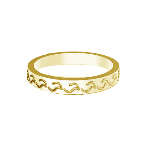 CELTIC FLOWING CARVED WEDDING RING IN 9CT YELLOW GOLD