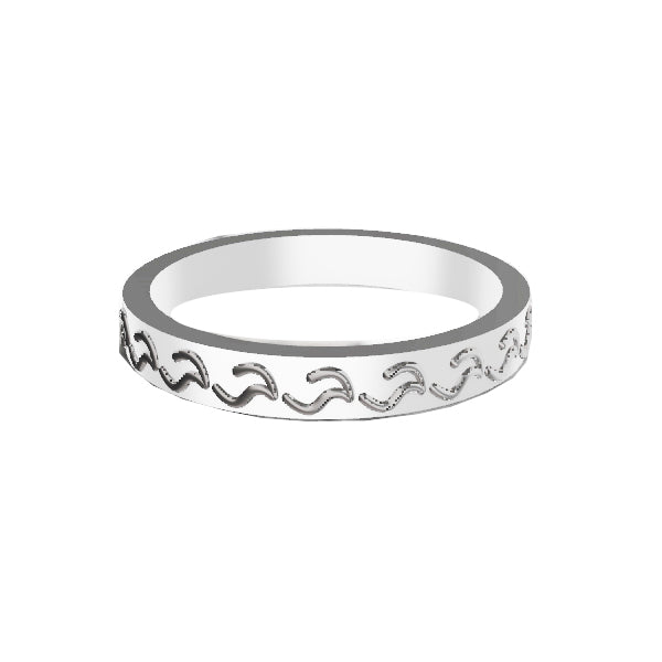 Celtic Flowing Carved Wedding Ring in 9ct White Gold