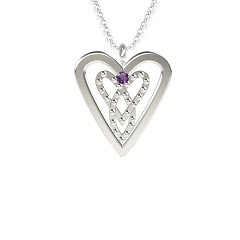 Infinity Studded Necklace in White Gold with Amethyst