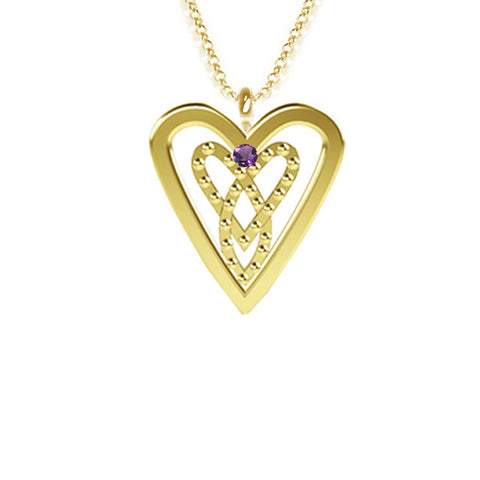 Infinity Studded Necklace in Yellow Gold with Amethyst