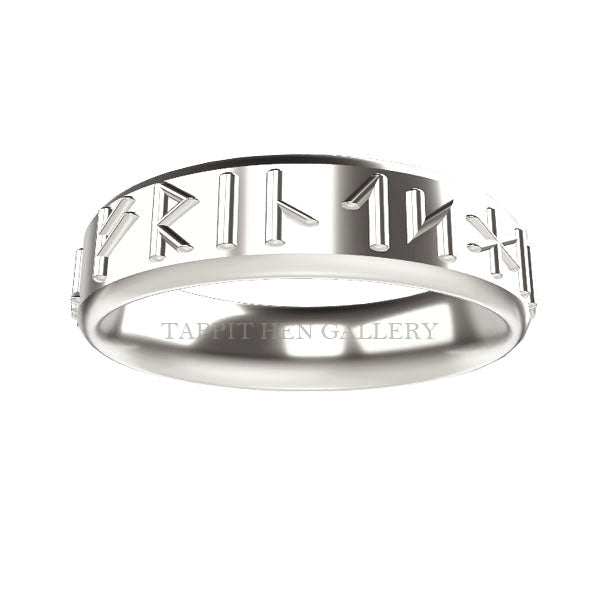 LOVE LOYALTY AND FRIENDSHIP RAISED RUNIC RING IN 9CT WHITE GOLD
